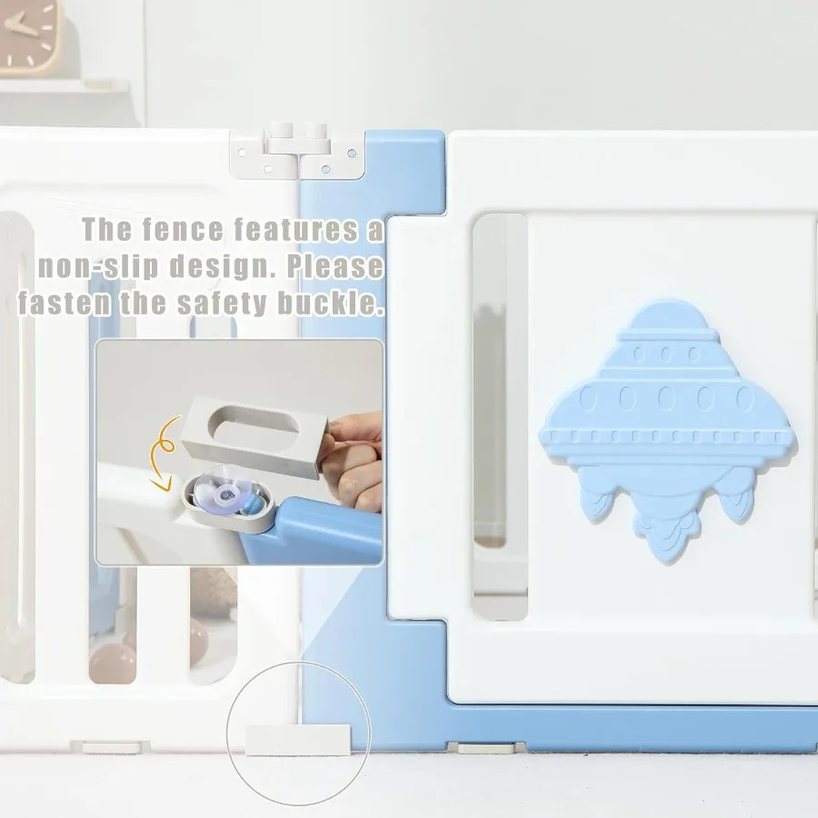 Bardzo Duży Kojec dla Dzieci - 22 Elementy Składany Park dla Niemowląt i Małych Dzieci, Przenośna Bariera, Bramka, Niebieski