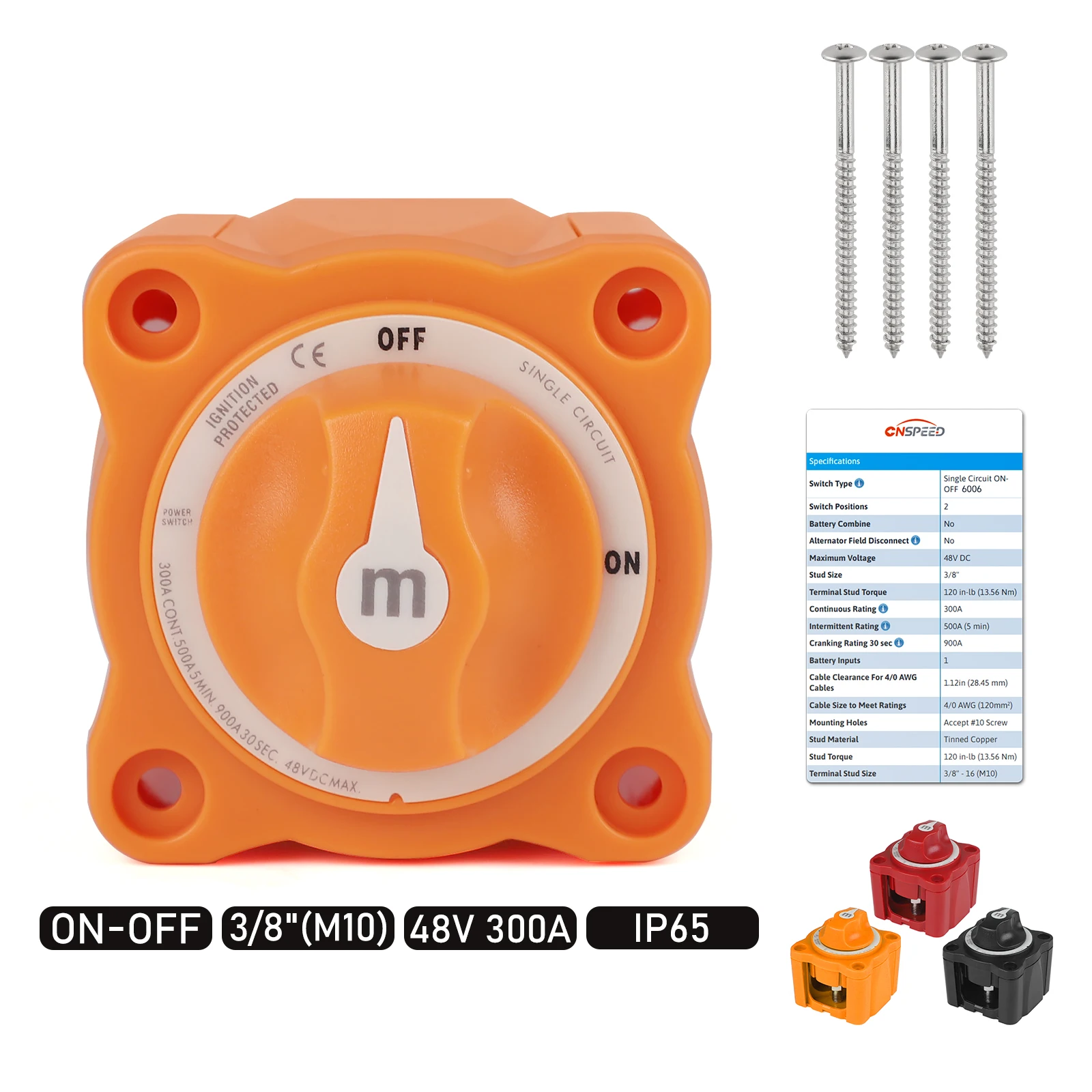 

300A 48V Single Circuit Battery Cut Off Power Kill Switch Isolator For Marine Boat Car Camper M-Series Battery Disconnect Switch