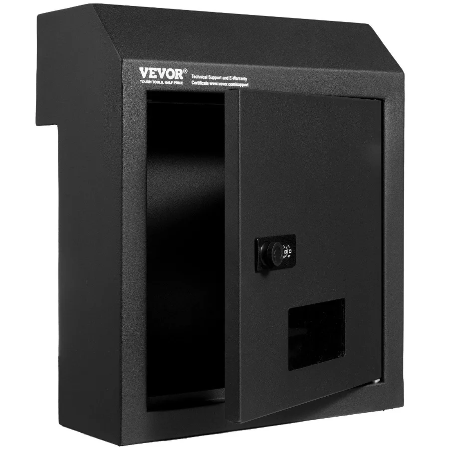 

Through The Door Key Drop Box Heavy Duty Steel Through the Door Mailbox with 12 Combination Lock Mail Drop Box Black