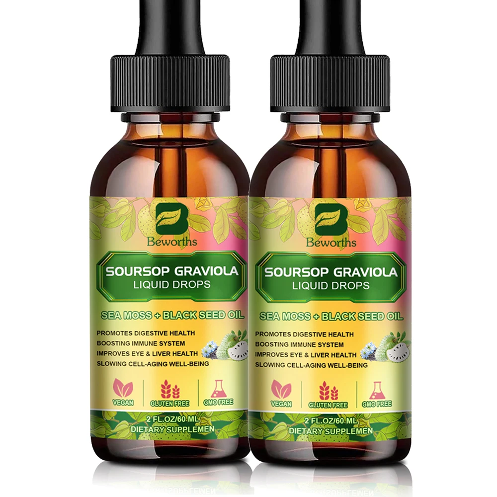 

BEWORTHS 100% Organic Soursop Graviola Extract Drops Support Immunity and Kidney Health, Detox and Antioxidation Gluten-Free