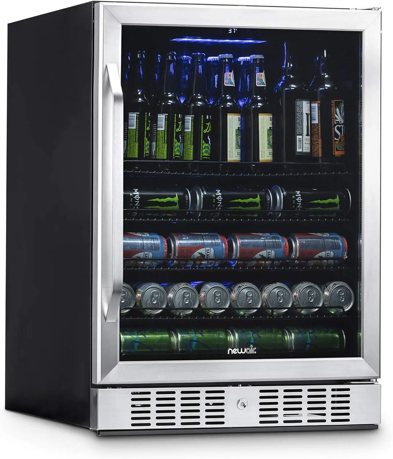 Beverage Refrigerator Cooler with 177 Can Capacity - Stainless Steel Mini Bar Beer Fridge with Reversible Hinge Glass Doo