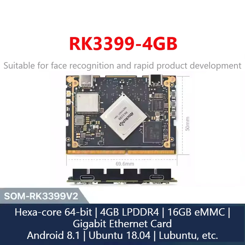 

SOM-RK3399V2 Development Core Board - 4GB RAM 16GB Flash, HDMI IN, Dual MIPI for Smart Devices