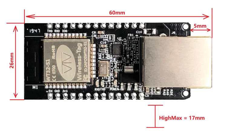 Original WT32-ETH01  ESP32Ethernet communication LAN module with embedded serial port for IOT gateway and esp32 devkit RF module