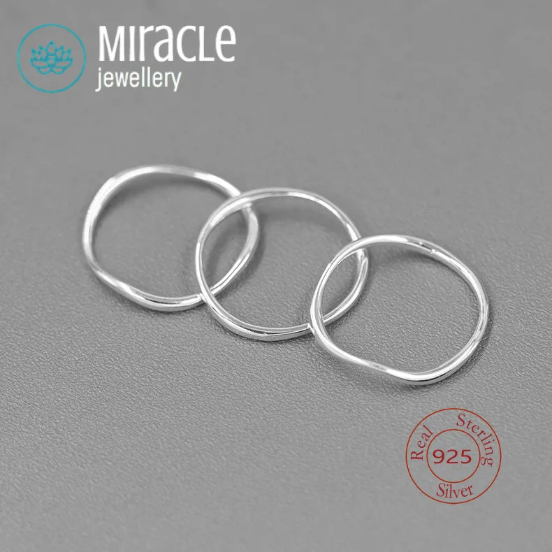 

Miracle Sterling Silver 925 Original Design Leisure Time Casual Simple Personality Minimalist Plain Circle Combination Ring