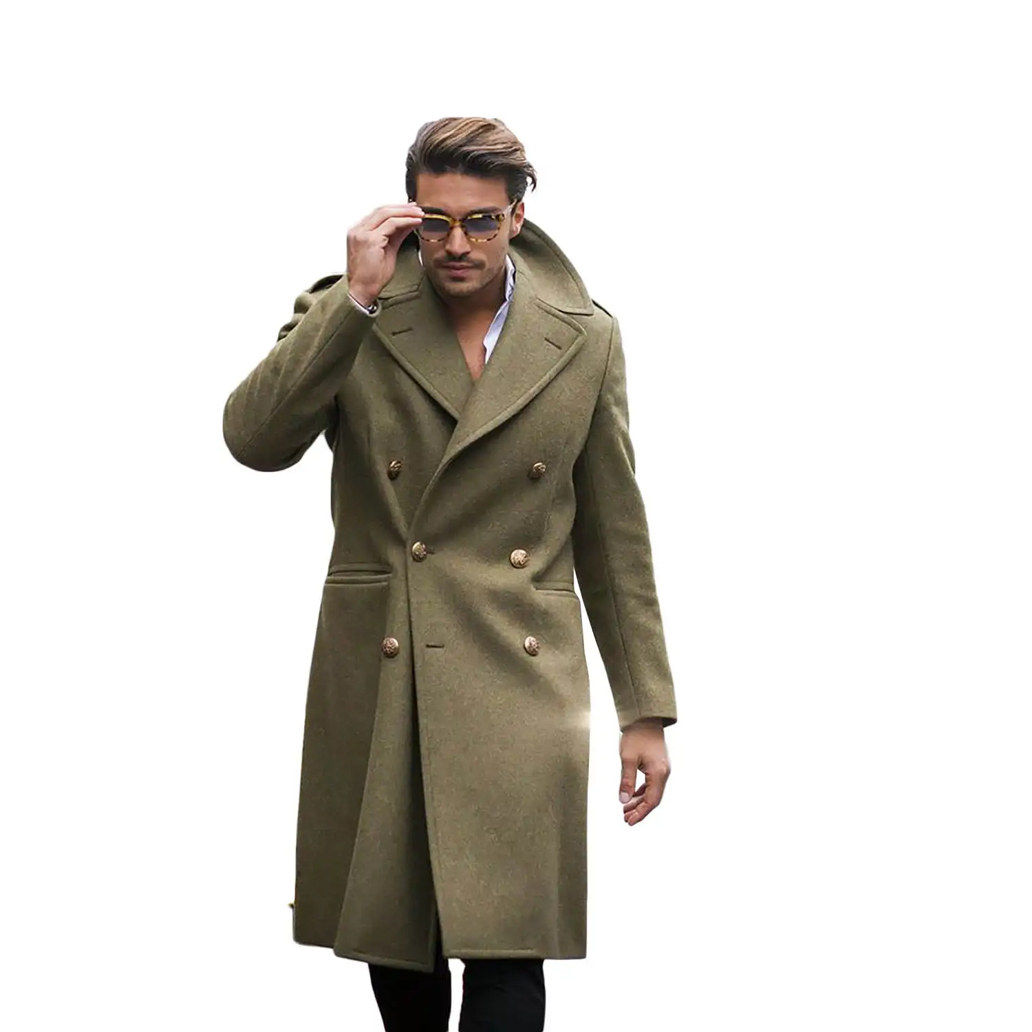 Vintage Smart Casual Woolen Overcoat Men\'s Thick Plus Double-Breasted Long Coat Casual Winter Business Formal Male Warm Jacket