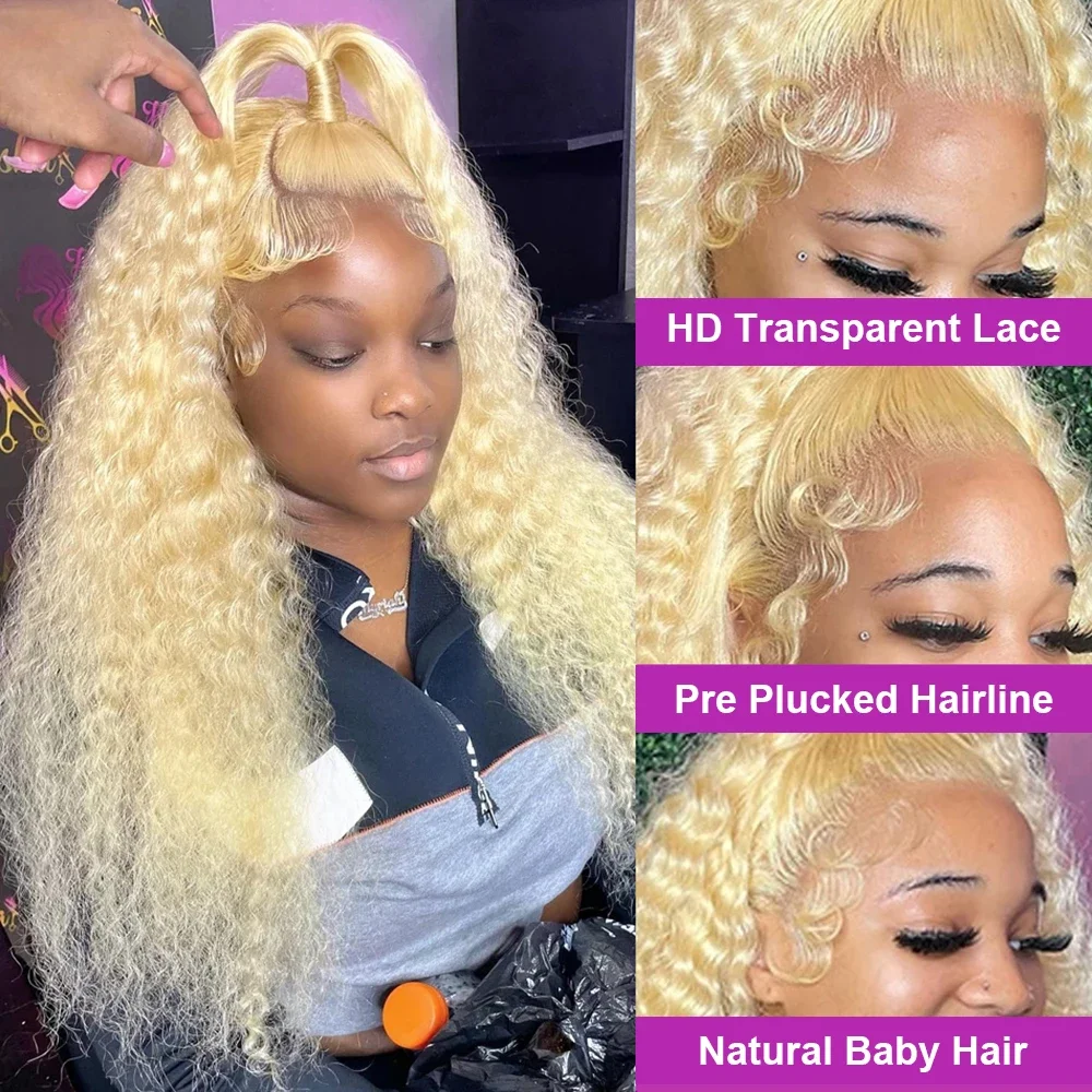 613 Human Hair Wig 13x6 Hd Lace Frontal Wig Curly Wigs 13x4 Water Deep Wave Frontal Wigs 30 Inch Honey Blonde Human Hair Wig