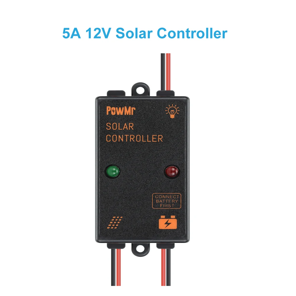 PowMr PWM 5A 12V Mini Solar Controller IP67 Waterproof Mini Solar Charge Controller For Lead-Acid Battery