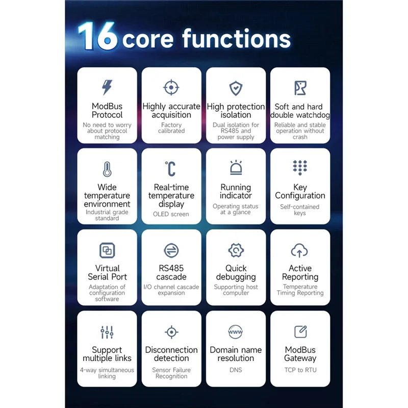 N93R 6 Way Temperature Acquisition Module Type K Modbus Thermocouple Input RS485 Ethernet Gateway Watchdog DNS Industrial