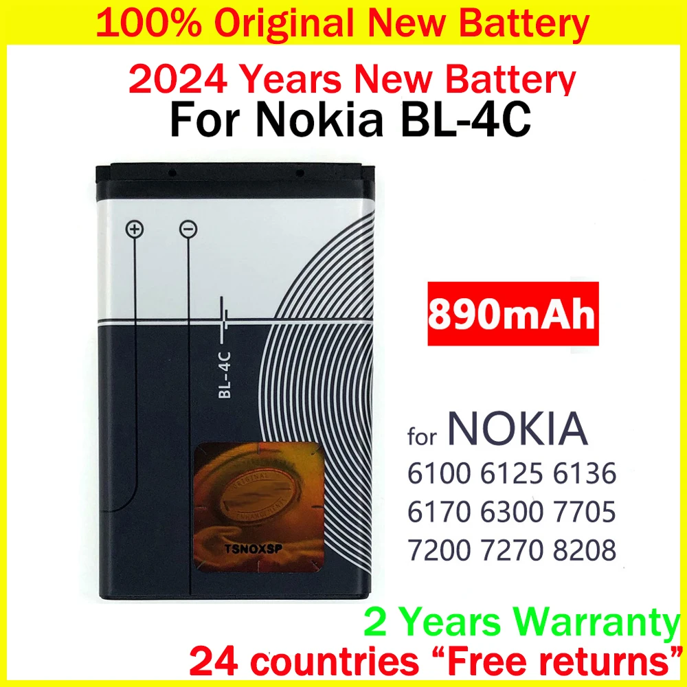 New Original Battery BL-4C BL 4C Phone Battery For Nokia 6100 6300 6125 6136S 6170 6260 6301 7705 7200 7270 8208 BL4C 860mAh