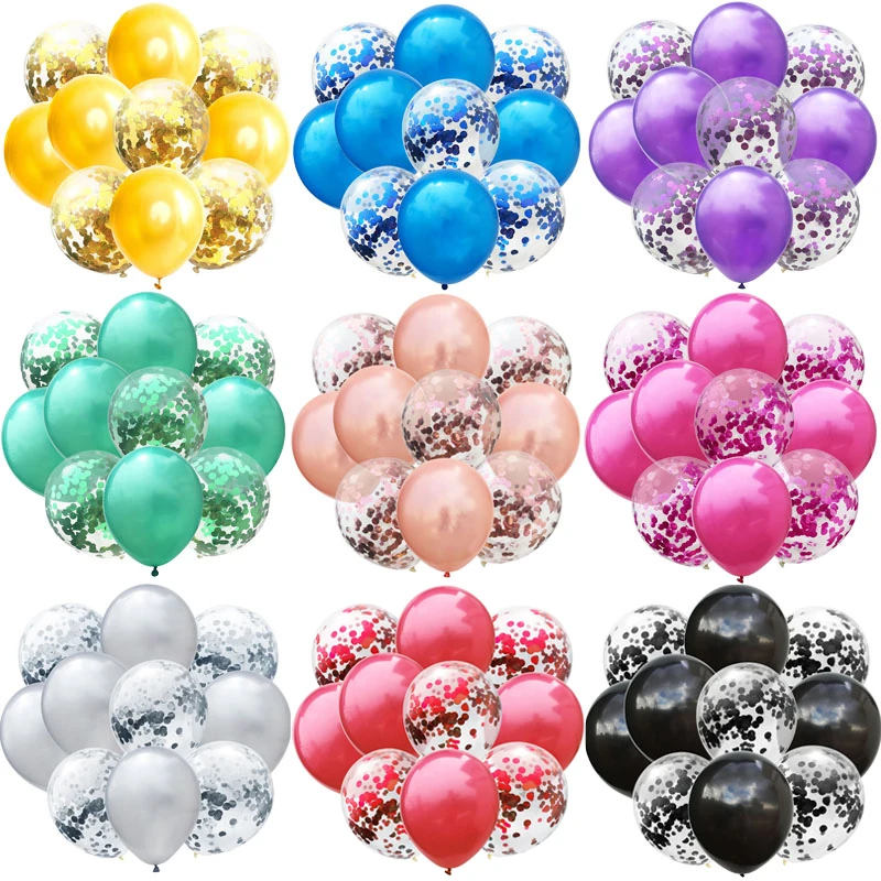 12inch 10pcs Mix Blue Rose Gold Confetti Latex Balloon colorful Baby Shower Wedding Birthday Party Decor Clear Balloons kids toy