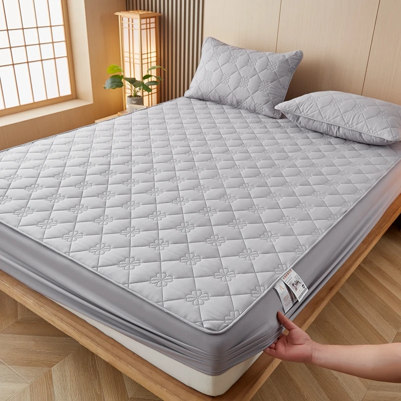 New Cotton Anti-bacterial Anti-mite Waterproof Single Bed with Elastic Sheet Cover Double Solid Color Mattress Cover 200x220cm