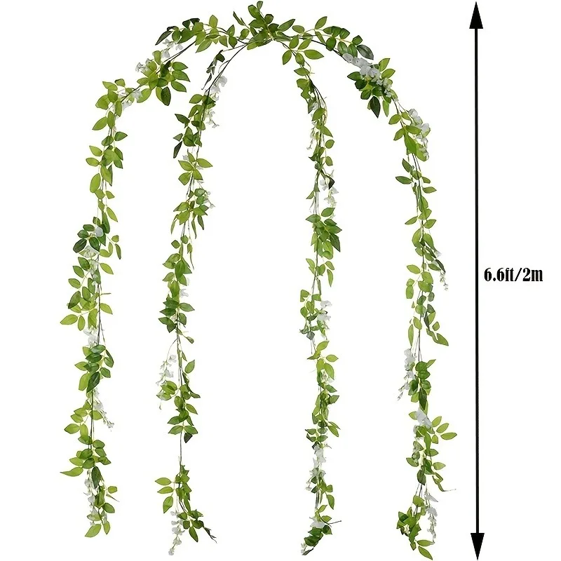 1Pcs200cm Wisteria Artificial Flowers Vine Garland Plant Wedding Arch Home Decoration Fake Ivy Plant Leaf Rattan Trailing Wall F