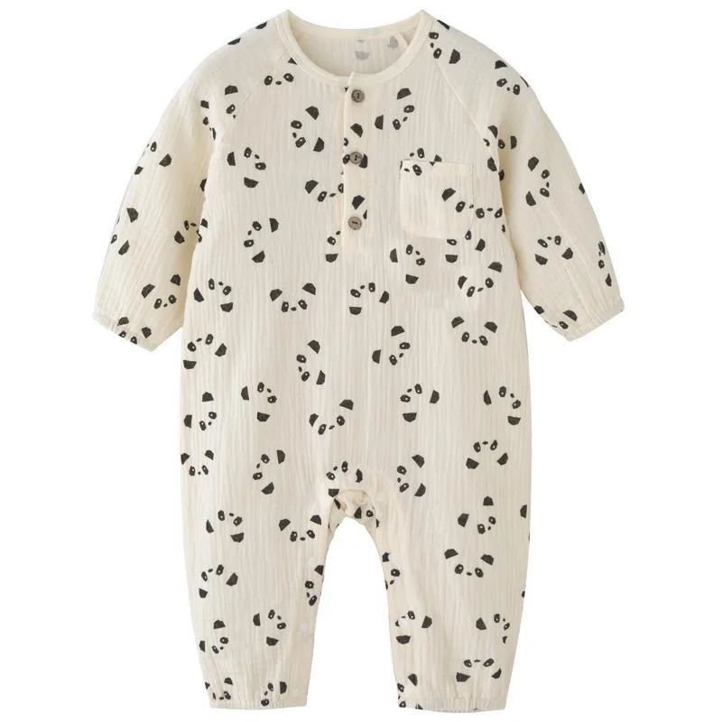 

Baby Boys Girls Jumpsuit Clothes Newborn Muslin Cotton Long Sleeve Stars Romper Infant Autumn Spring Clothes 0-24M