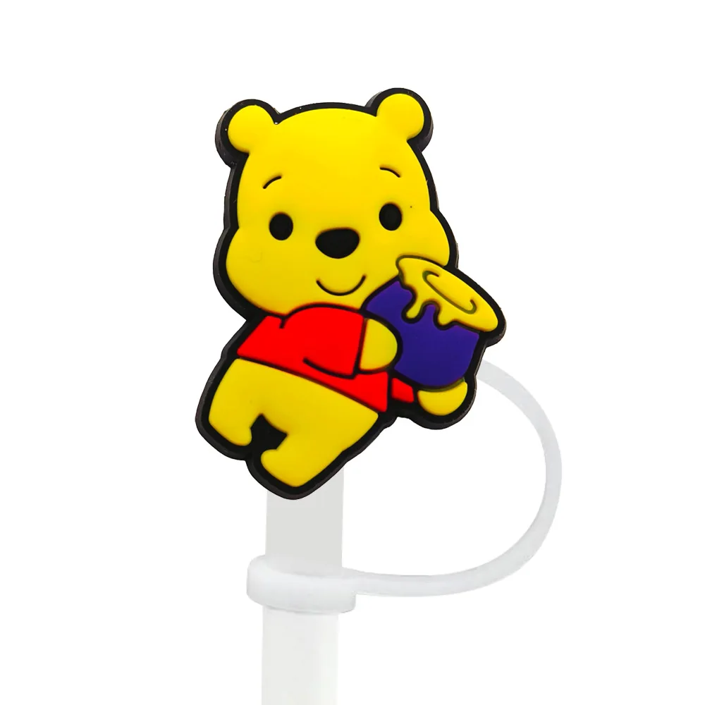 Niedliche Silikon-Strohhalm-Abdeckungen mit Winnie-Puuh-Motiv für 10-mm-Strohhalme, Strohhalmkappen für Glasbecher, passend für 30- und 40-Unzen-Becher mit Henkel, staubdicht, wiederverwendbar. – Detail 12