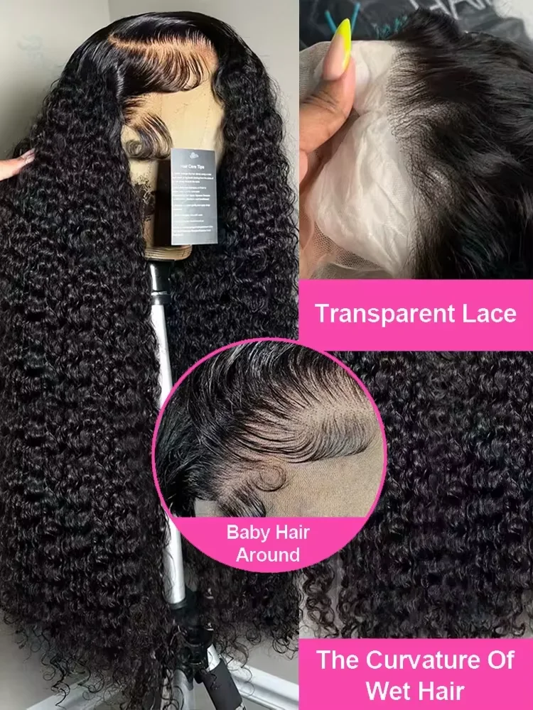 28 34 40 Inch 13x6 HD Lace Front Wigs Loose Deep Wave 220 Density 13x4 Water Curly Lace Frontal Human Hair Wig