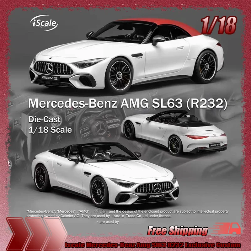 

Iscale 1:18 Mercedes-Benz Amg Sl63 R232 Exclusive Custom Simulation Alloy Miniature Die-Cast Car Model Collection Gifts Ornament