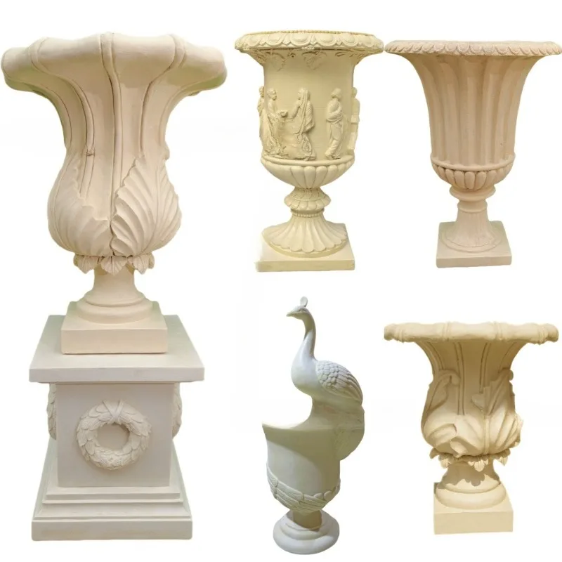 

Outdoor courtyard, real stone paint, European flower pot, resin sandstone park villa stone carving pot