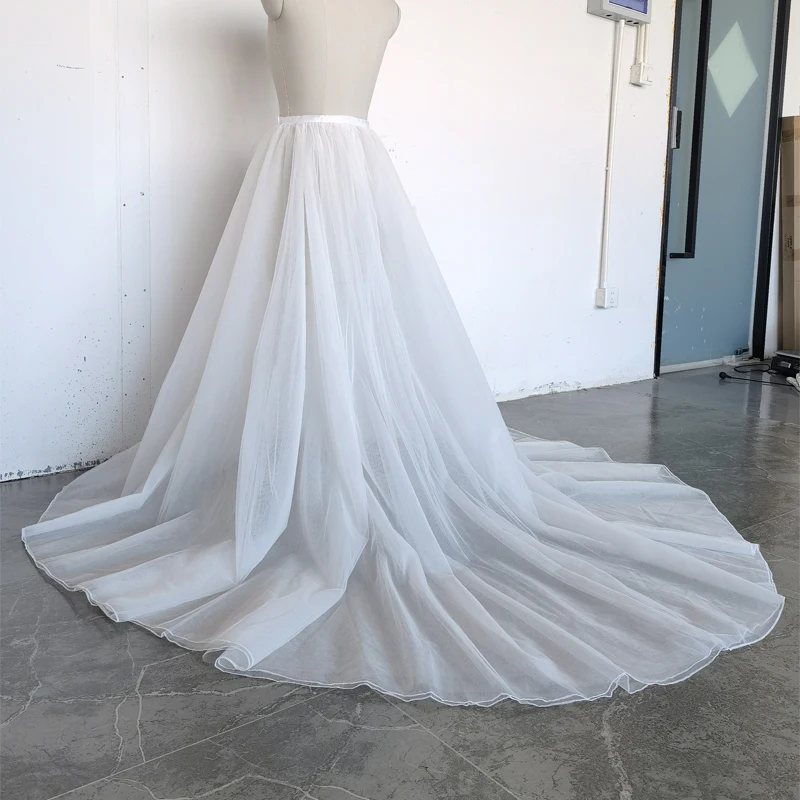 Tulle Wedding Detachable Train Removable Overskirt for Dresses Waistband Bridal Skirts Front Open Customized