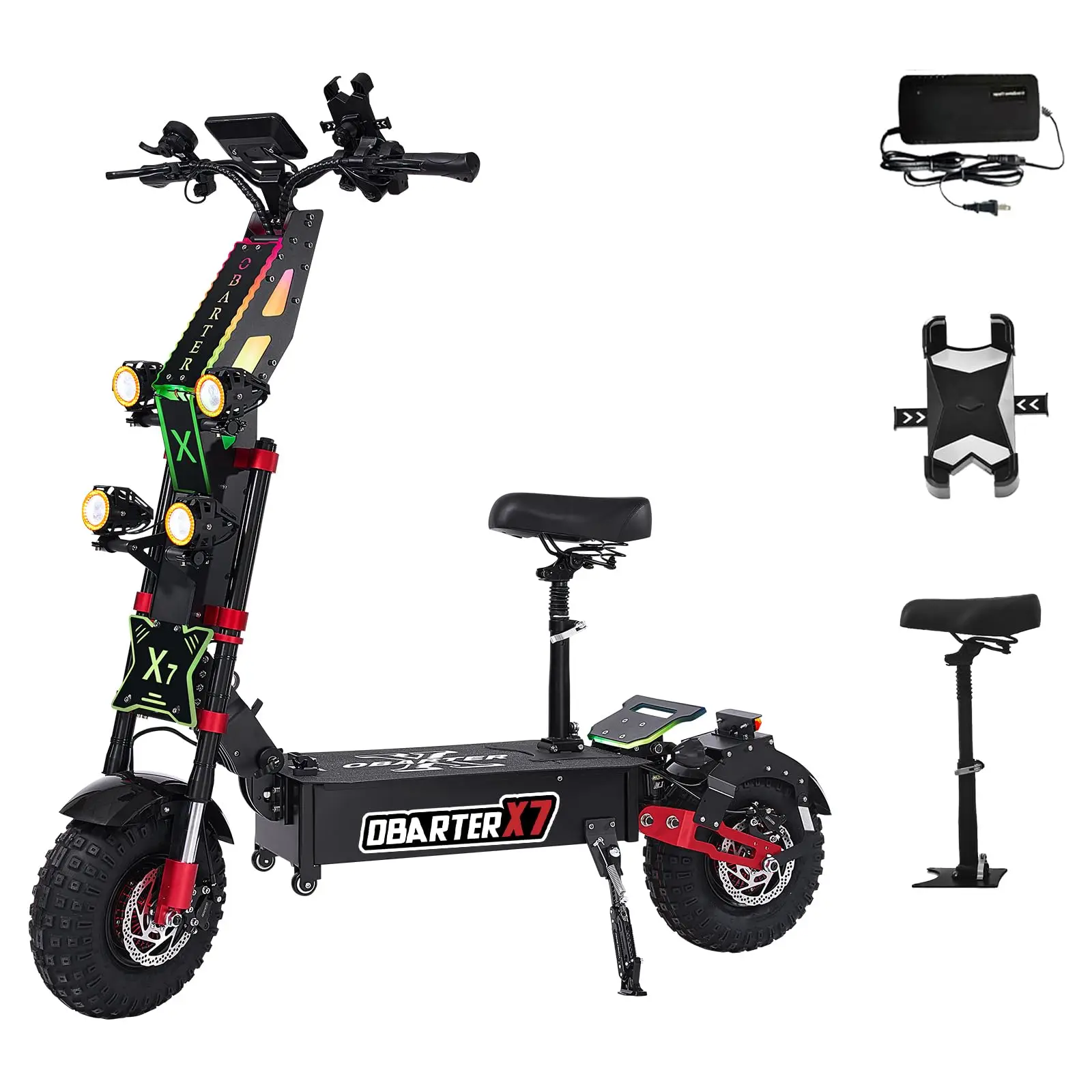 

OBARTER X7 4000W*2 Dual Motor Off-Road Electric Scooter 60V40Ah Speed 56Mph Range 62Miles 14‘’Tires Electric Scooter for Adults