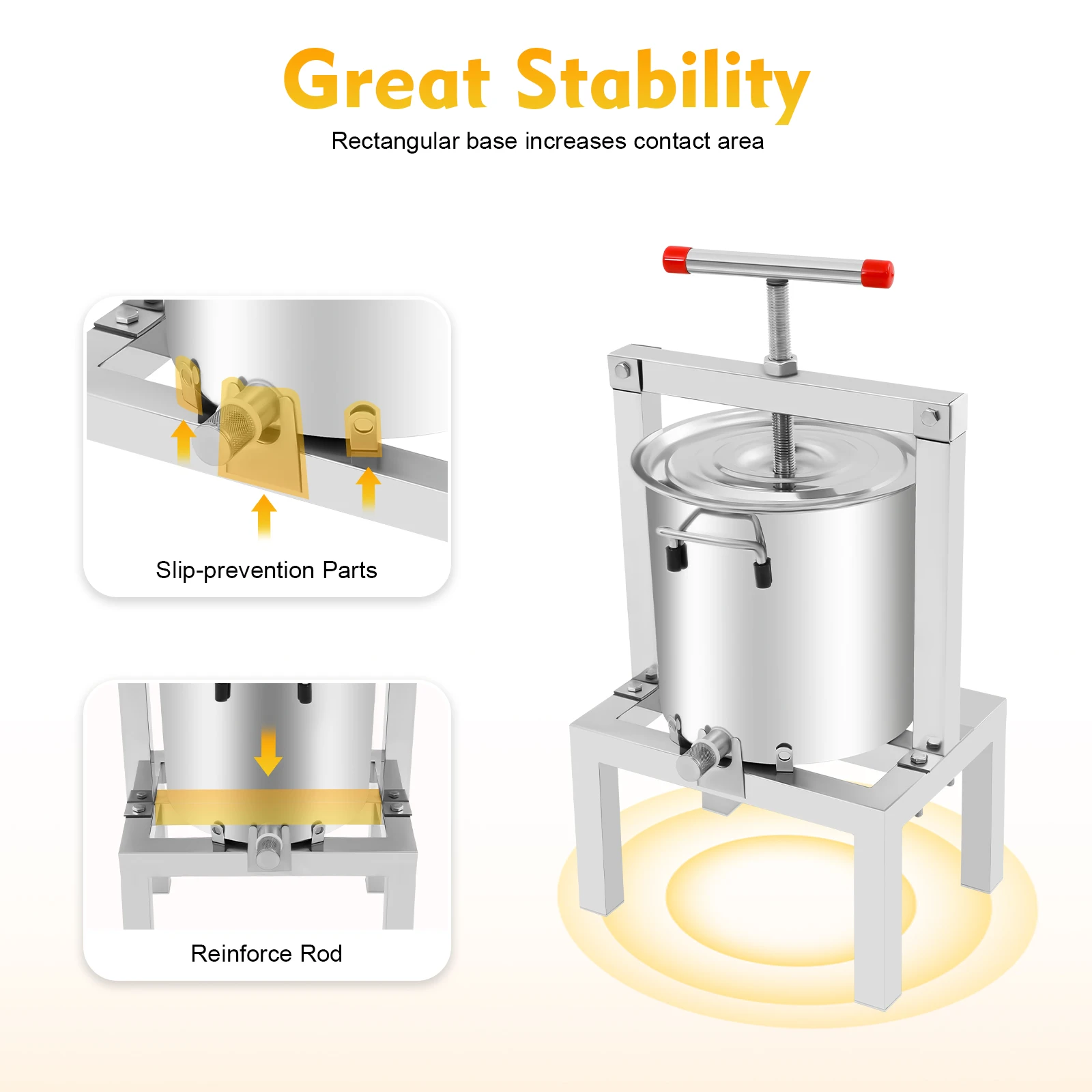 Mesin Ekstraktor Lilin Lebah Penekan Madu Buah DIY Ekstraktor Tekan Anggur Anggur dengan Ember Baja Tahan Karat 10L