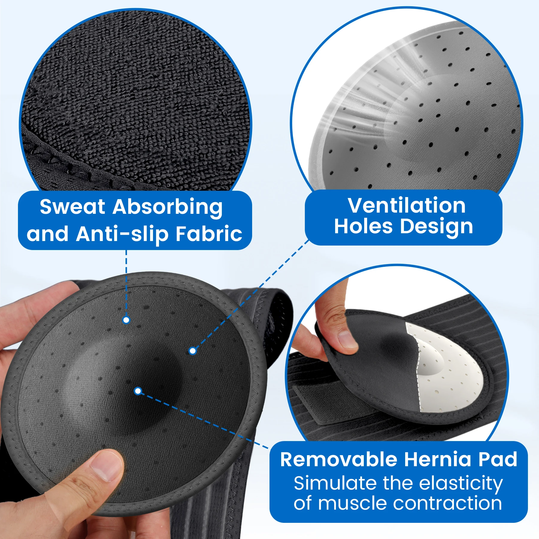 Adjustable Abdominal Hernia Belt with Compression Pad