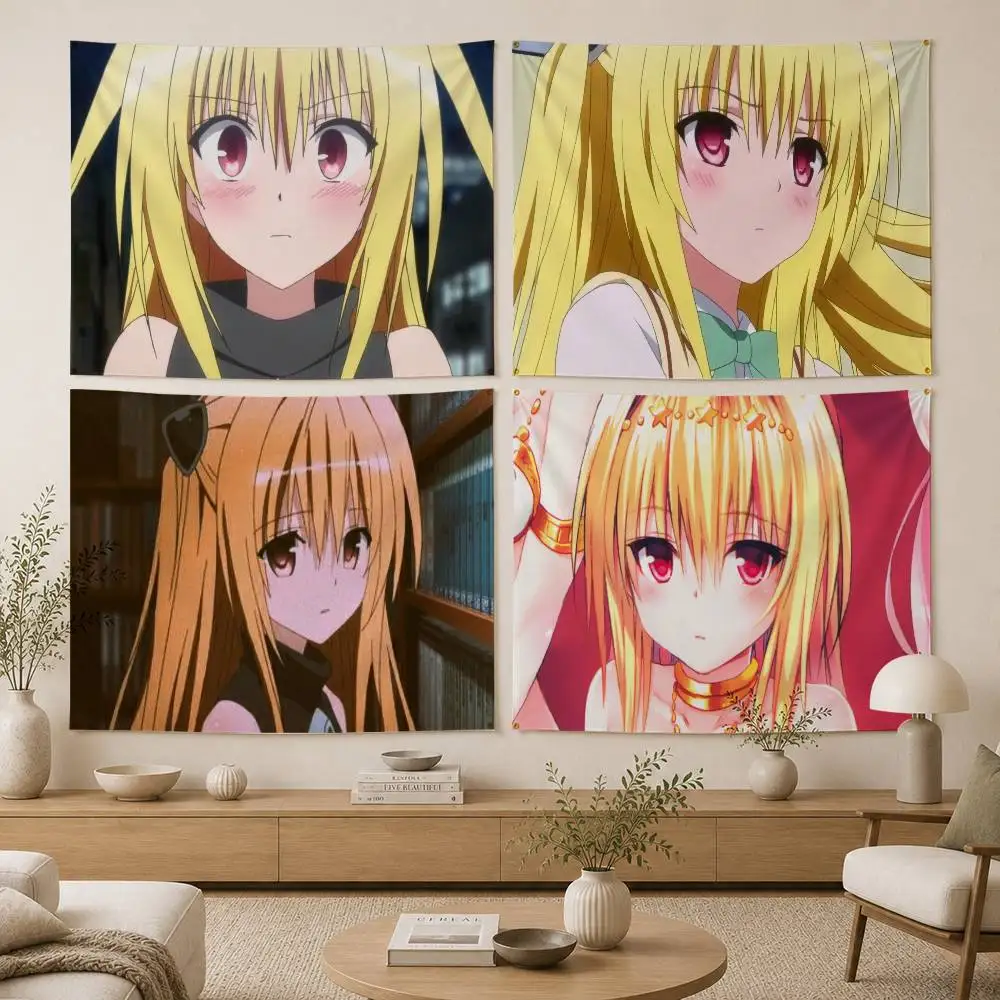 To Love Ru Golden Darkness Yami Flag Digital Printing Banner for Garage Wall Out Door Decoration