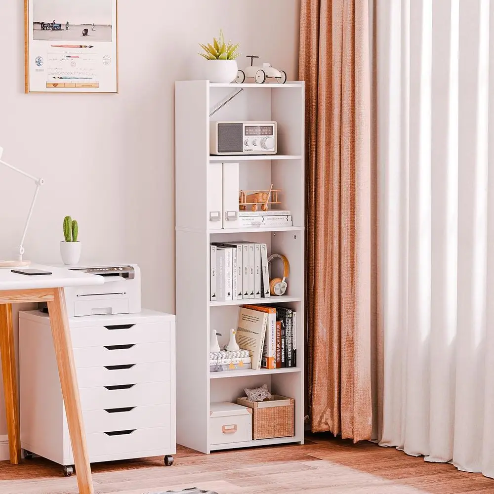 

5-Tier Open Shel Bookcase and Bookshel, reestanding Display Storage Shelves Narrow Cube Storage Organizer