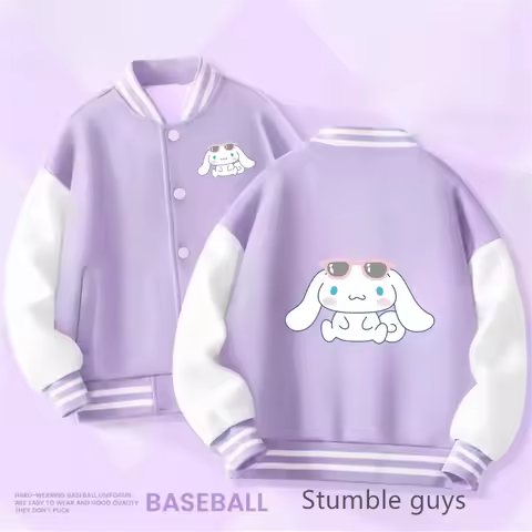 Kids Cinnamoroll Baseball Uniform Boys Sweatshirt Hooded Kawaii Sonic Pokemoned Long Sleeve Warm Coat Girls Hoodie