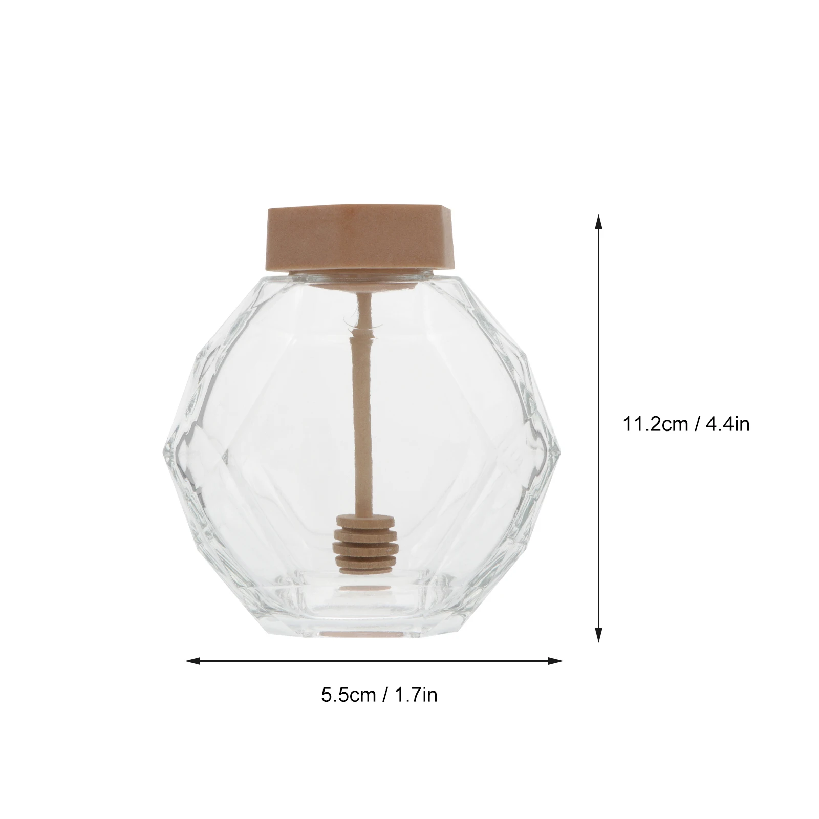 

2pcs Honey Pot Stirring Rod Clear Glass Hexagonal Bee Bottle Syrup Jar Kitchen Storage Transparent Honey Container
