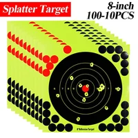 100-10 Uds. Pegatinas adhesivas de alta visibilidad para salpicaduras de 8 pulgadas, papel de entrenamiento de tiro de caza reactivo