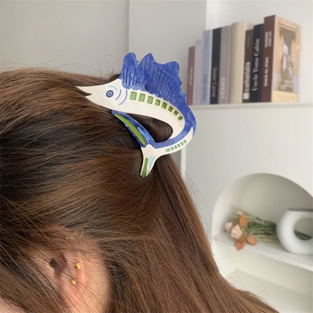 

Trendy Fish Tuna Hair Claw Korean Style Sweet Acetate Ocean Tunny Hair Clip Creative Cartoon Marine Organisms Shark Clip Daily