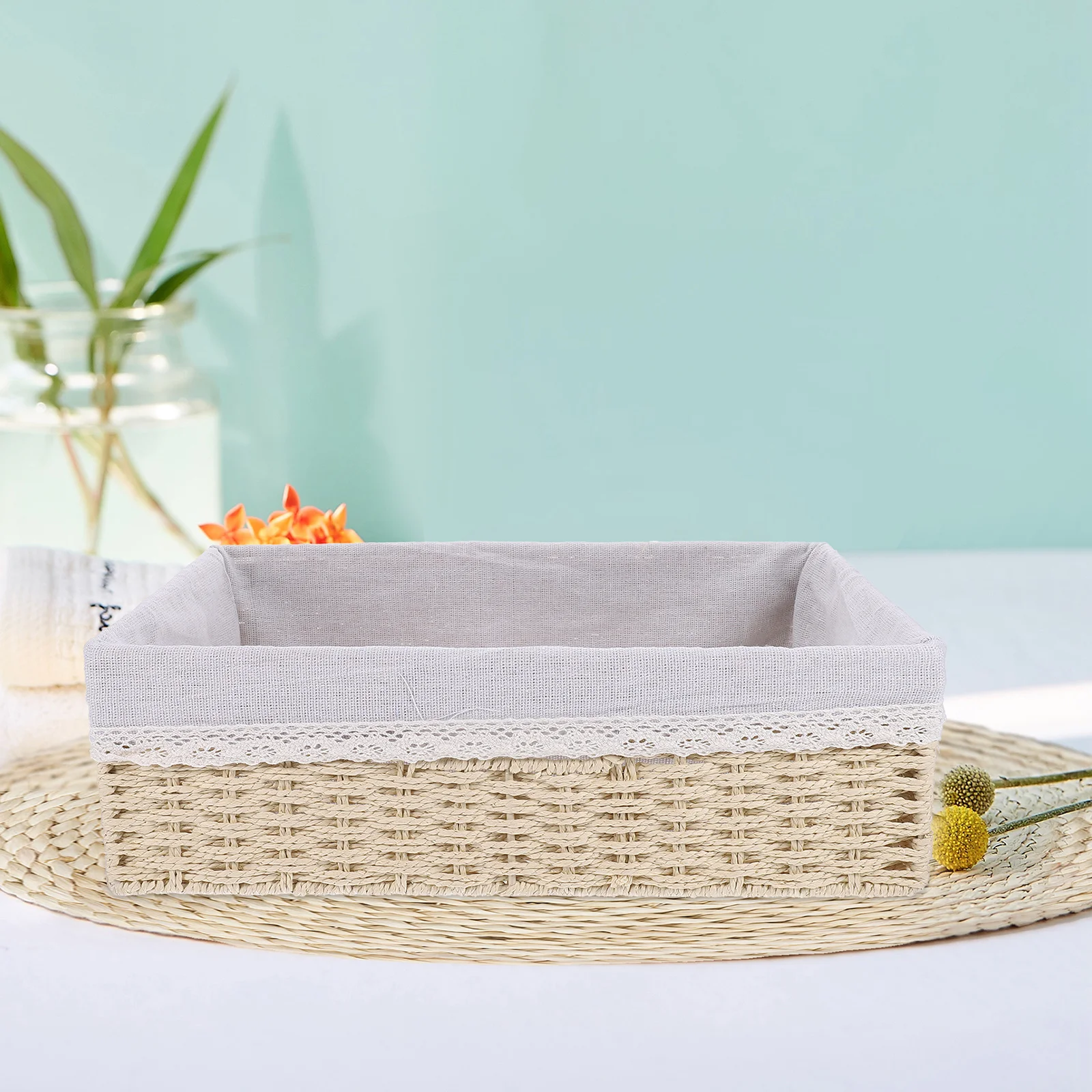 

Storage Basket Fine Weaving Sundry Shelf Box for Shelves Iron Woven Baskets Snack
