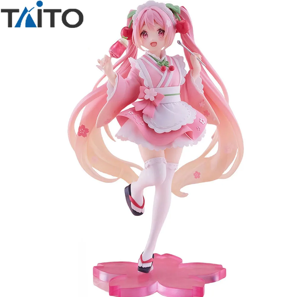 In Stock Taito Hatsune Miku Sakura Wafuu Kissa Ver. Maid Coreful 18cm Doll Kawaii Collectible Anime Figure Model Toy