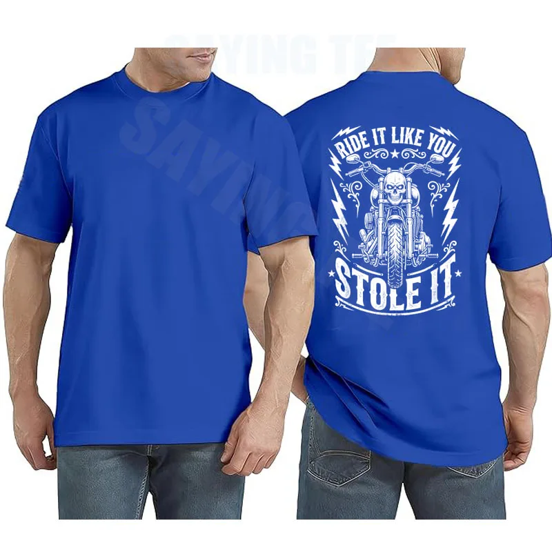 Ride Like You Stole It Biker Lustiges Vater-T-Shirt für Motorradliebhaber Y2k Motorrad-Grafik Herrenkleidung Vintage Spruch T-Shirt – Detail 4
