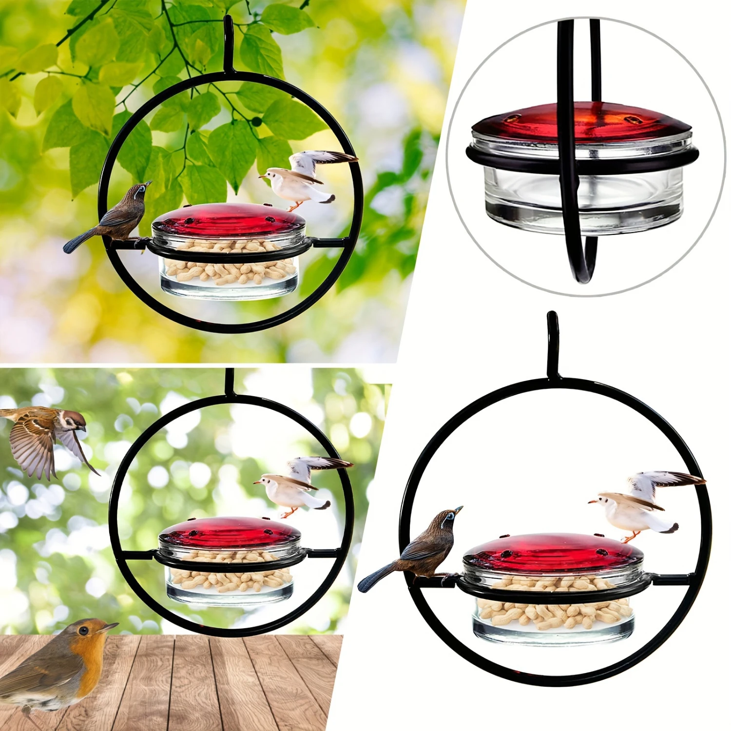 Easy-Hang Hummingbird Feeders for Outdoor Garden - Durable Metal, Attracts Birds to Patio Bird feeder outdoor Bird feeder
