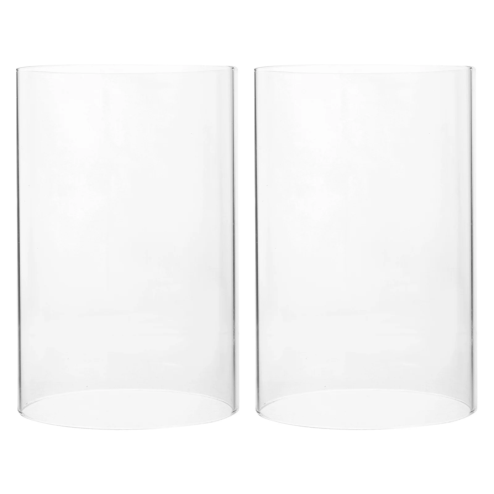 

2Pcs Cylindrical Glass Holder Covers Clear Pillar Shades Windproof Protectors for Table Decor Glass Cylinder