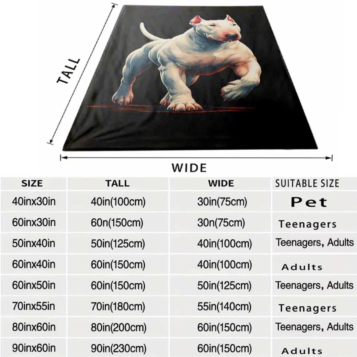 Realistic Pitbull Dog Portrait Throw Blanket Cozy Pet Lover Gift for Dog Mom Dad Home Decor