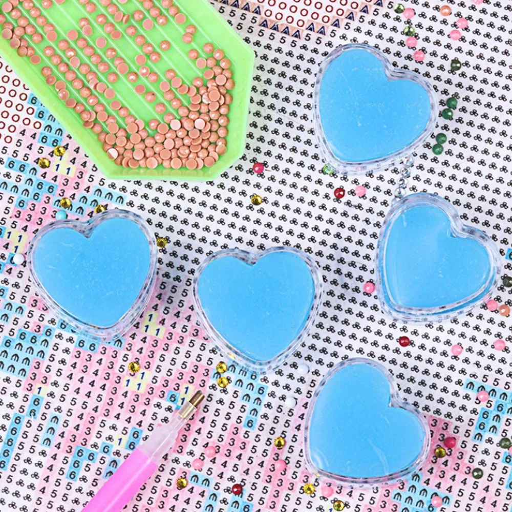 DIY Diamond Painting Glue Heart-Shape Storage Box Wax Mud Diamond Embroidery Tool Cross Stitch Accessories Kit