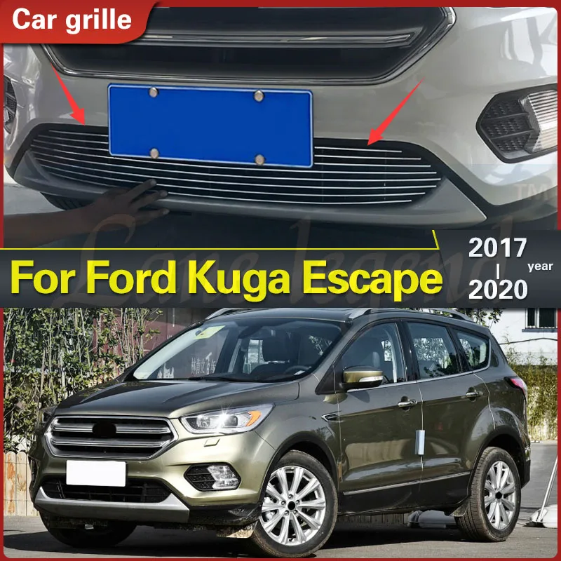 

Stainless Steel Front Bottom Grill Cover Grilles Trim Cover Car Grille Body Kit for Ford Kuga Escape 2017-2020 Racing Grills