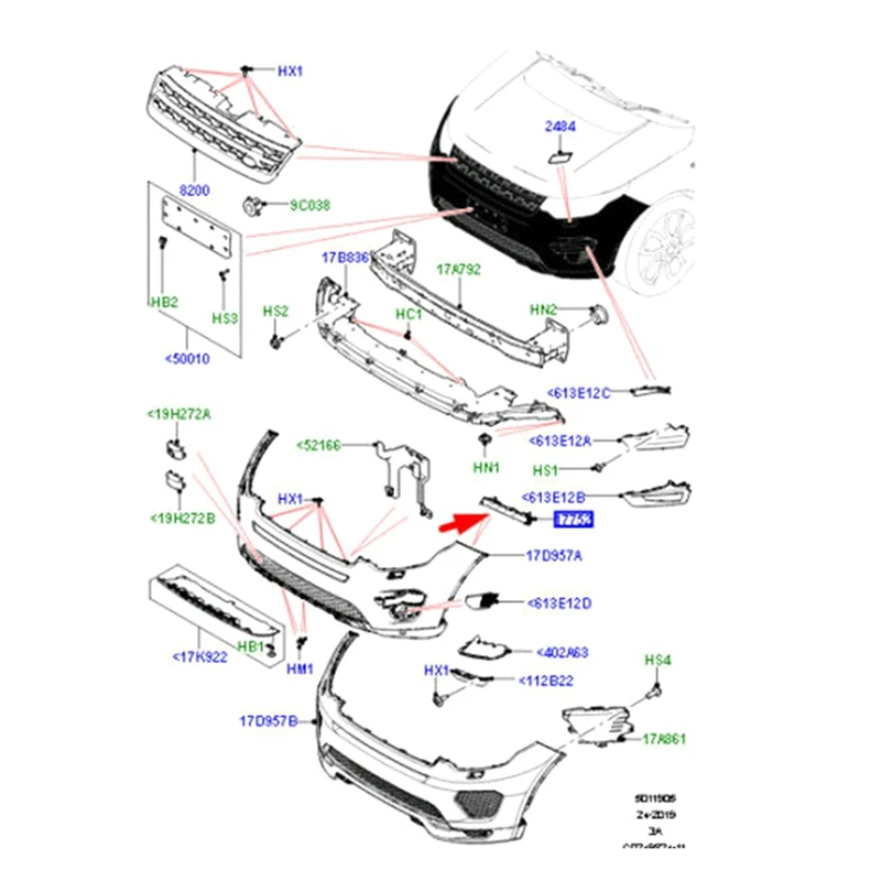 Suporte do suporte do pára-choques dianteiro do carro, tampa de chapa metálica para Land Rover Discovery Sport 2015-2019