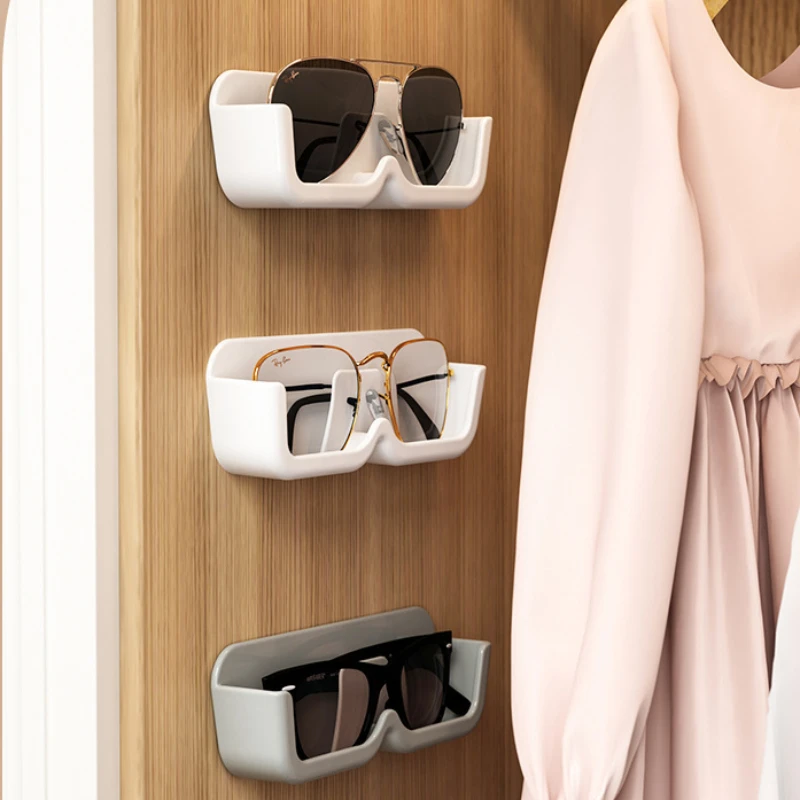 Glasses Storage Rack Wall Mounted Cabinet Glasses Storage Box Self-adhesive High End Sunglass Display Plastic Organizer