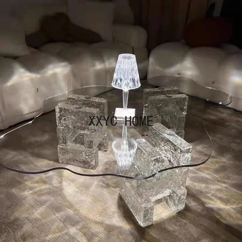 

Industrial Nordic Side Table Living Room Design Balcony Acrylic Coffee Table Corner Modern Mesa Auxiliar Home Furniture