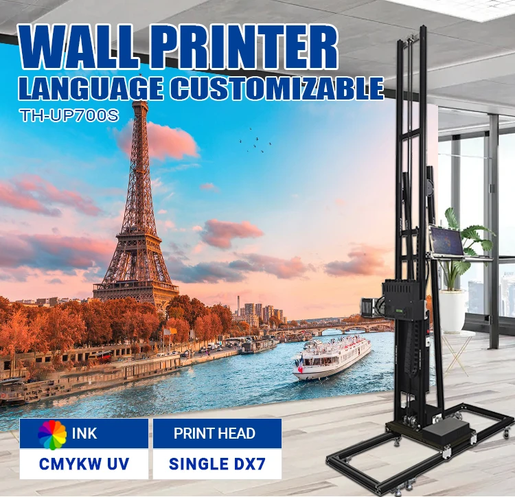 TH-UP700S 12m Ground Rail 3D UV Wall Inkjet Printer Detail Reproduction Sharp Image Quality Best Indoor and Outdoor