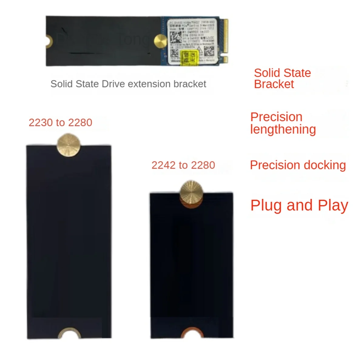 Convertisseur adaptateur SSD M.2 NGFF longue taille, 6 000 T1, 2230 à 2280 M.2