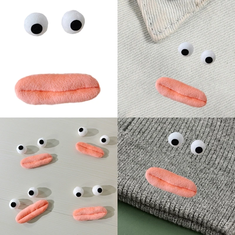 20/10pcs Eyes/Mouth Shape Padded Appliques Patches DIY Craft Toy Clothes Sewing Material Woman DIY Hair Clip Accessories 28TF