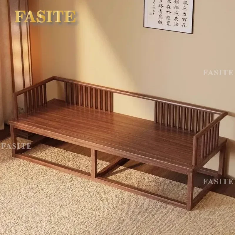 For Small Apartment Living Room New Chinese Style Solid Wood Arhat Bed Modern Simple Princess Recliner Sofa Bed Household