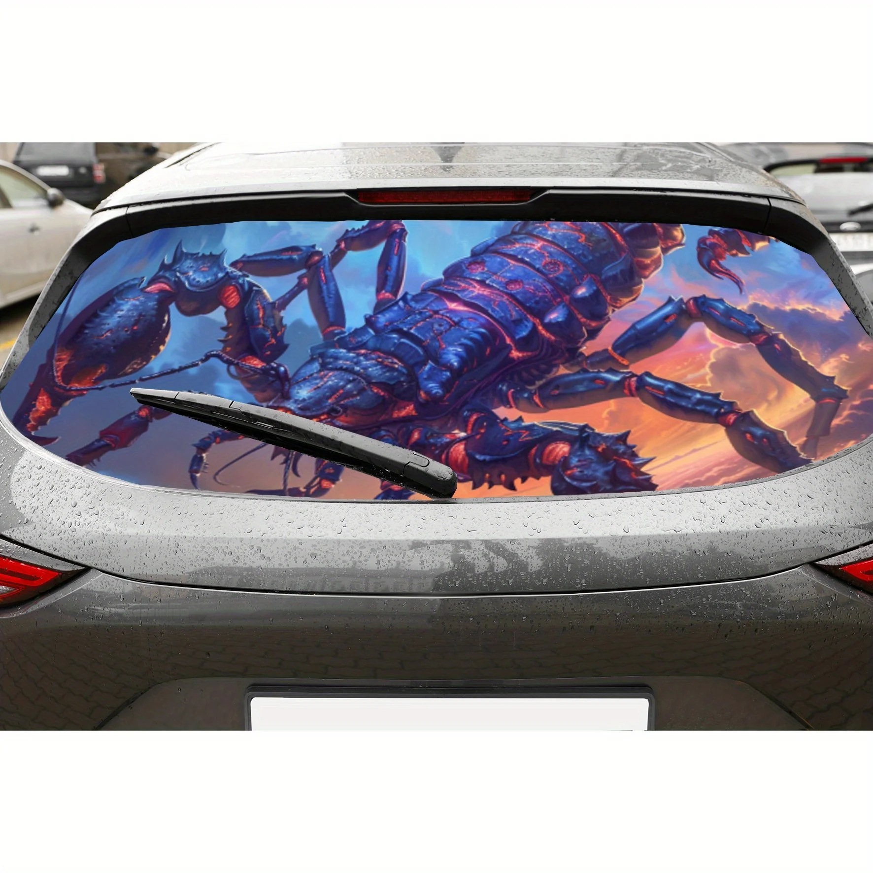 الخيال العلمي-في روبوت العقرب طباعة سيارة الزجاج الأمامي الخلفي ملصق شاحنة نافذة انظر من خلال نافذة خلفية مثقوبة الفينيل التفاف ملصق مائي الذاتي