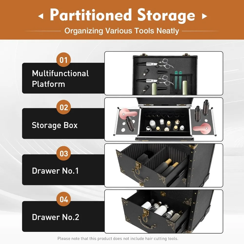 أمتعة صالون التجميل، صندوق تخزين الحقائب الصلبة لصالونات تصفيف الشعر الاحترافية، أدوات تصفيف الشعر في المنتجعات الصحية، محمول قابل للقفل #4