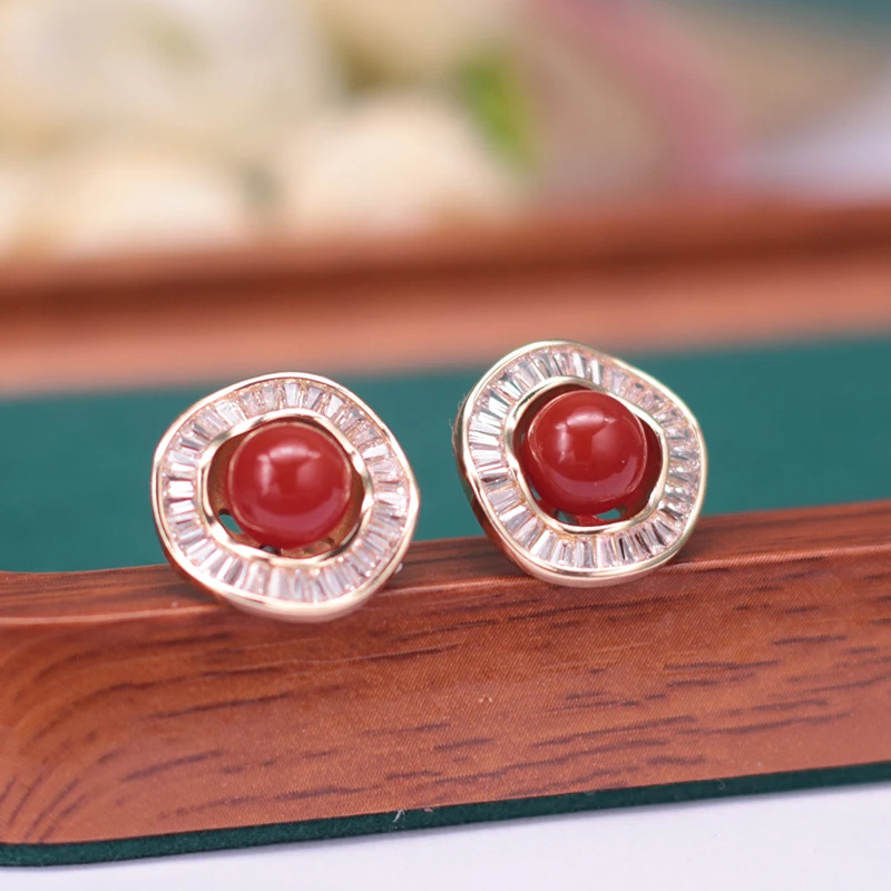 elegant-natural-south-red-zircon-earrings-for-women-fashionable-vintage-silver-needle-high-end-feeling-popular-ear-jewelry