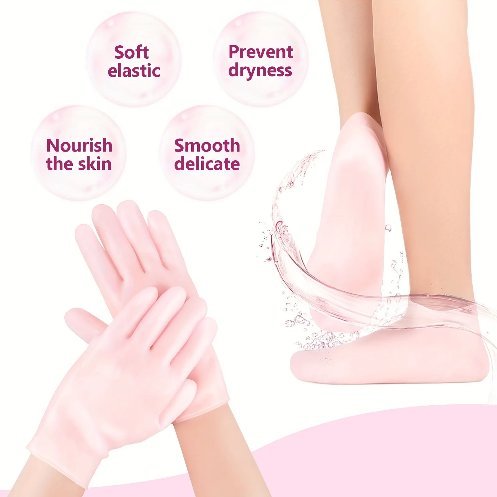 Ensemble de 3 pièces de soins de la peau en Silicone, ensemble de masque hydratant réutilisable, gants, chaussettes, pour le visage, les mains et les pieds secs, craquelés, ensemble